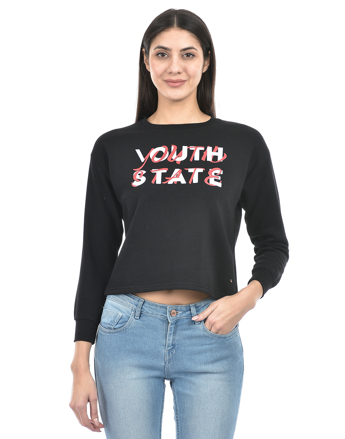 Numero Uno Women Typography Black Sweat Shirt